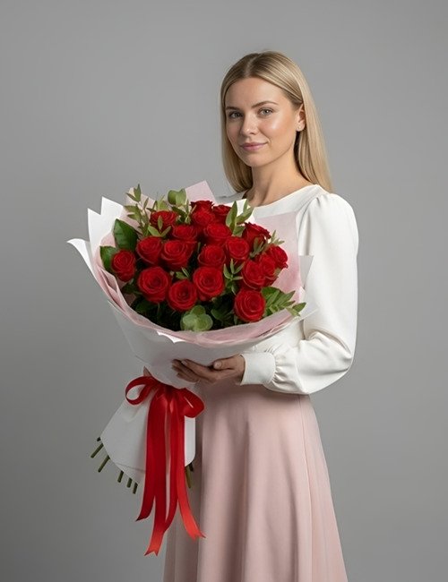 “Classic Red Roses” features Naomi roses in one elegant bouquet.