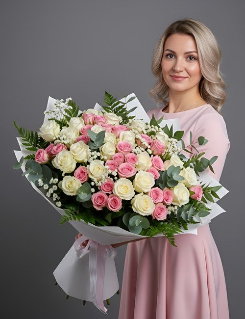 Pink and white roses delivery in London nad throughout UK