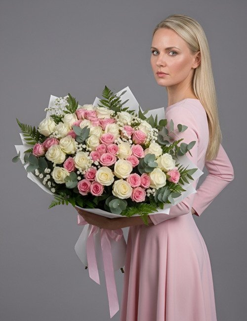 Pink and white roses delivery in London nad throughout UK