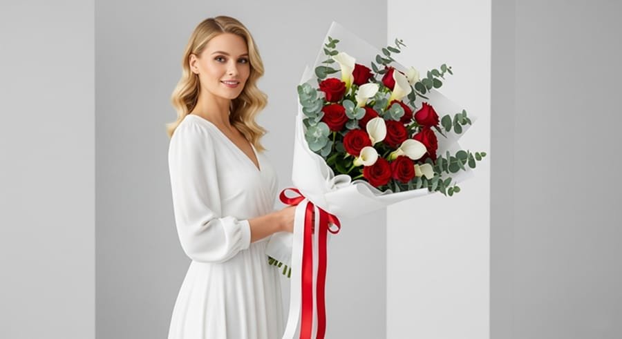 The best florist in London UK creating a hand-tied luxury bouquet.