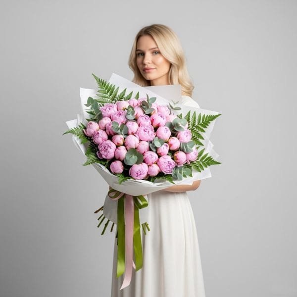 Seasonal luxury peony bouquet by Bloom & Art, a stunning choice for anniversary flowers UK.
